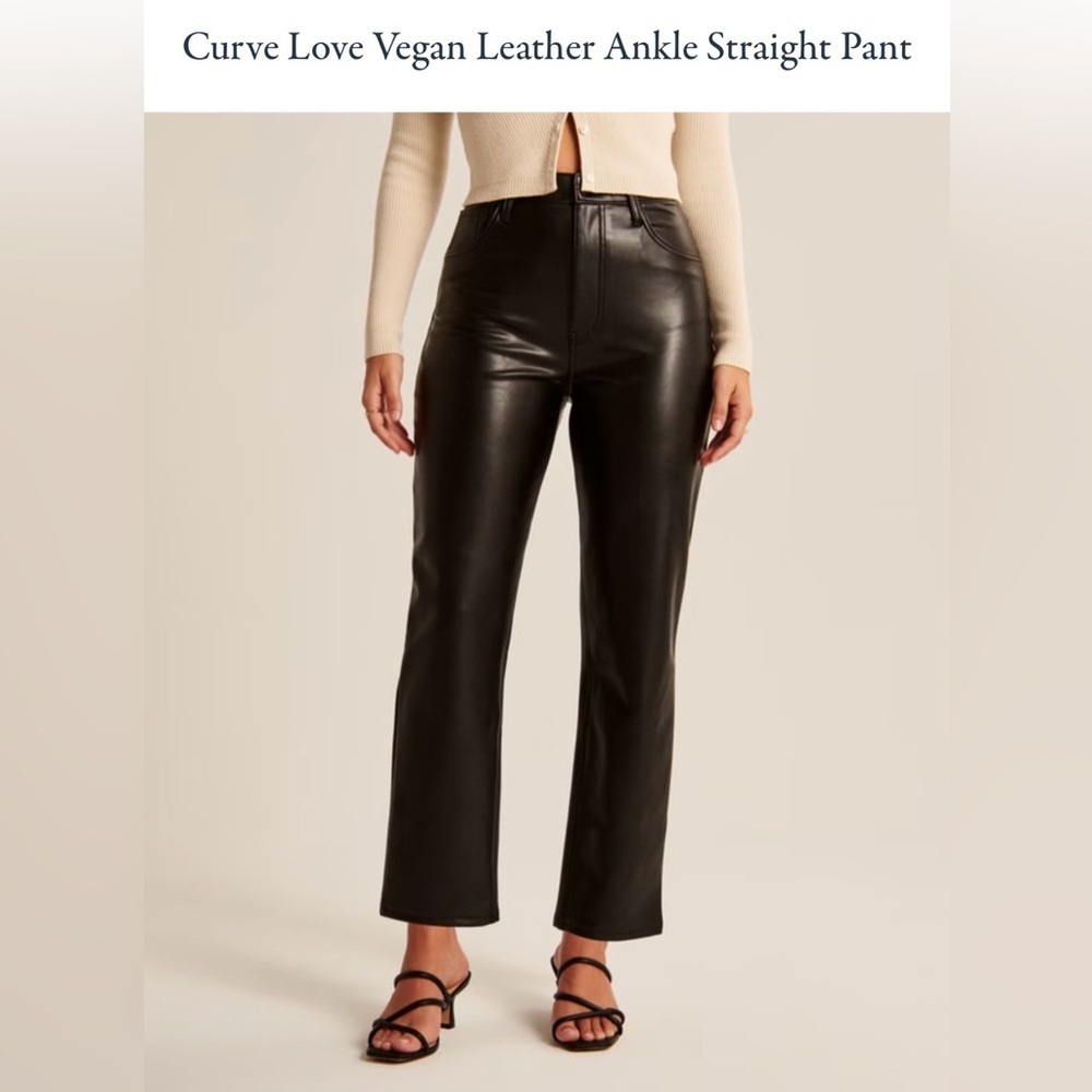 Abercrombie & Fitch Curve Love Vegan Leather Ankle Straight Pant